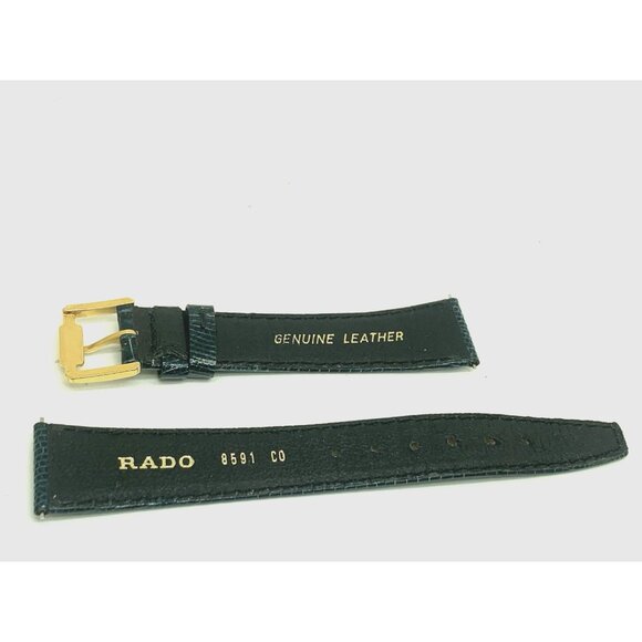 Rado Watch Replacement Band Blue Leather Strap 17mm Lug Gold Steel Buckle - Picture 4 of 8